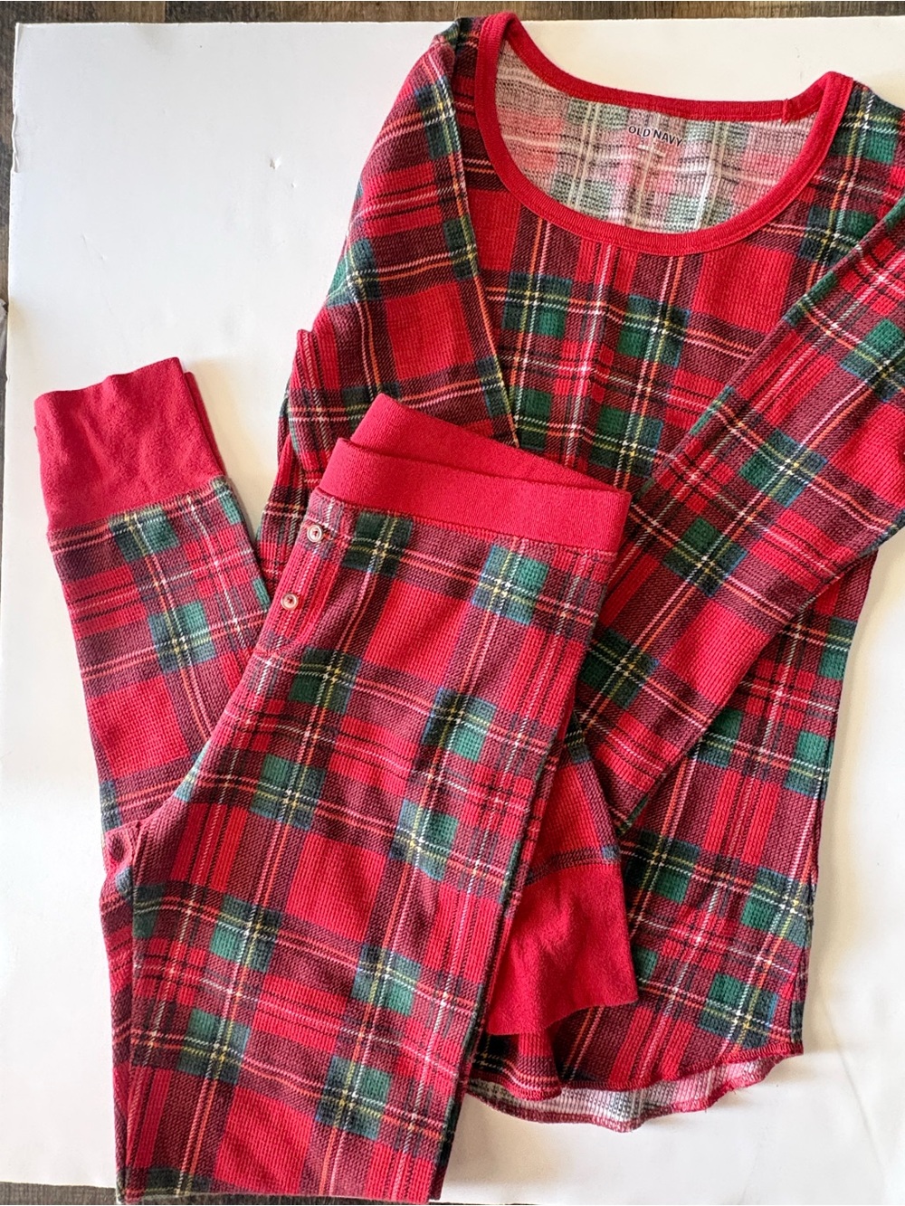 Old Navy Red and Green Plaid Kids Pajama Set